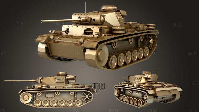 Panzer 3 stl model for CNC